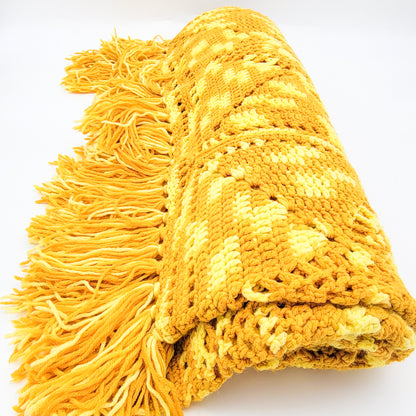 80s Afghan Blanket (Yellow)