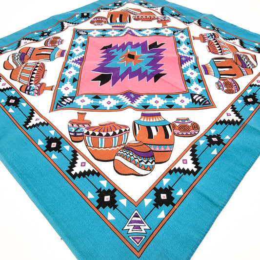 90s Blue Vases Indigenous Inspired Bandana