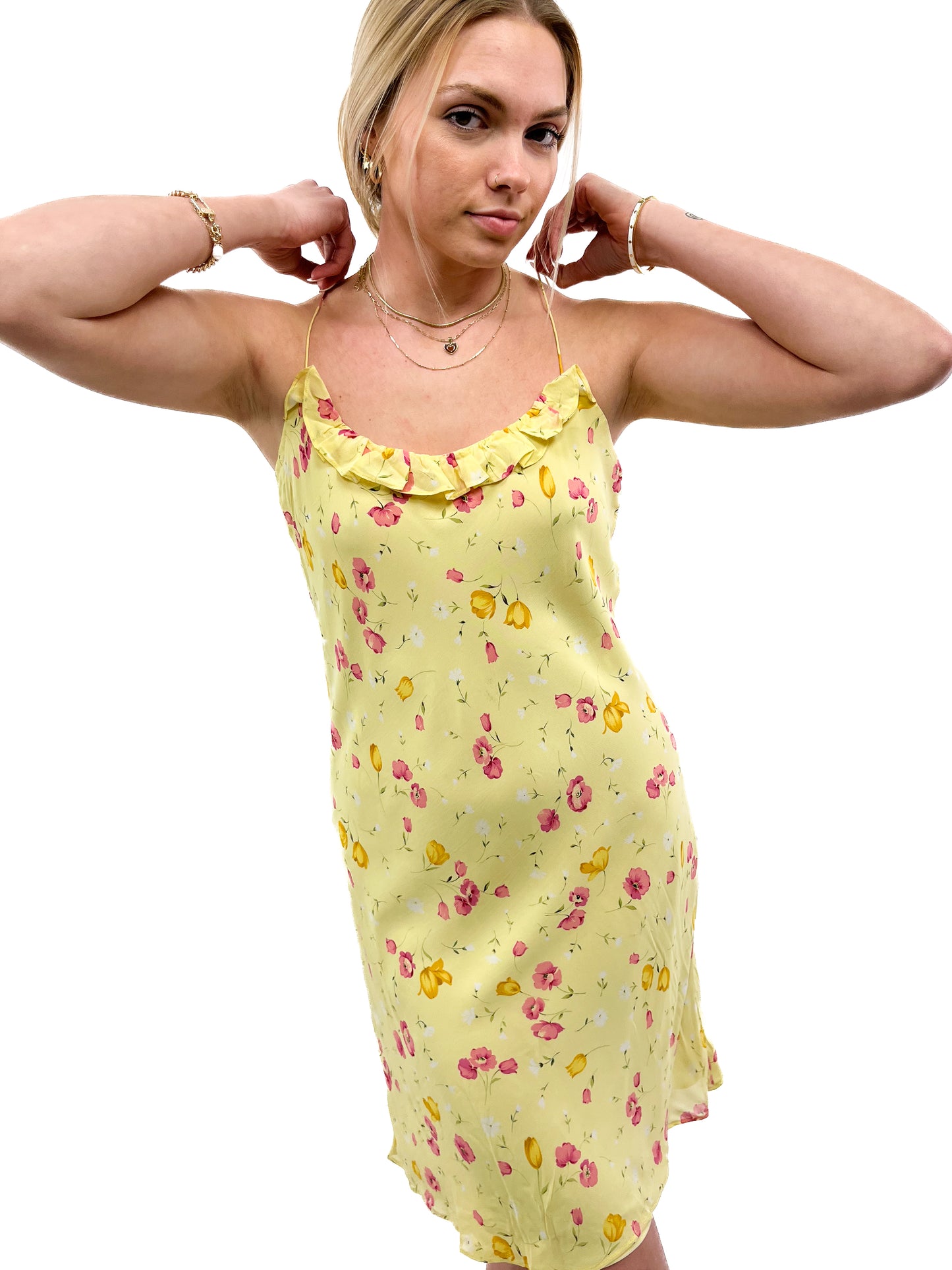 90s Yellow Floral Dress