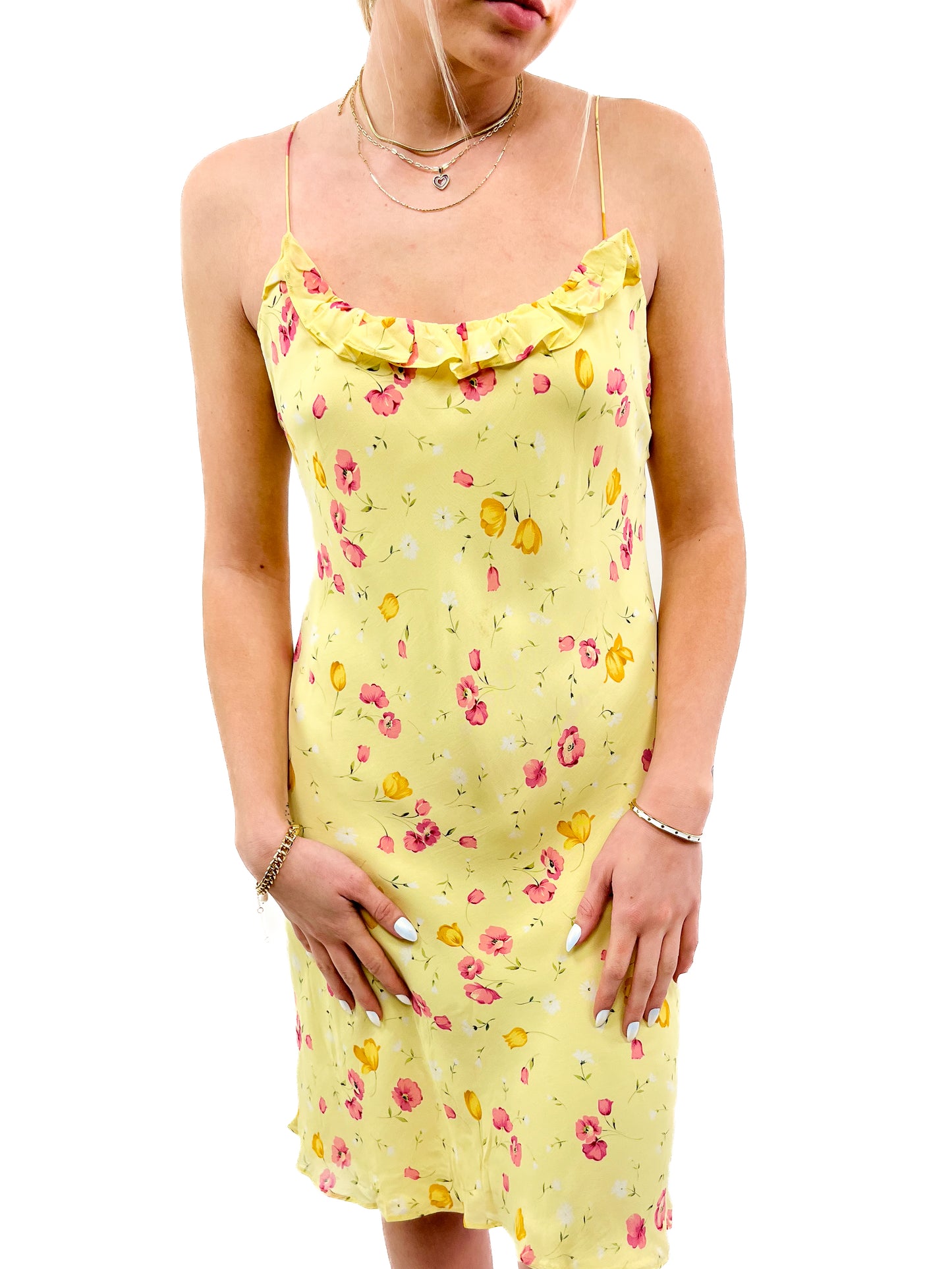90s Yellow Floral Dress