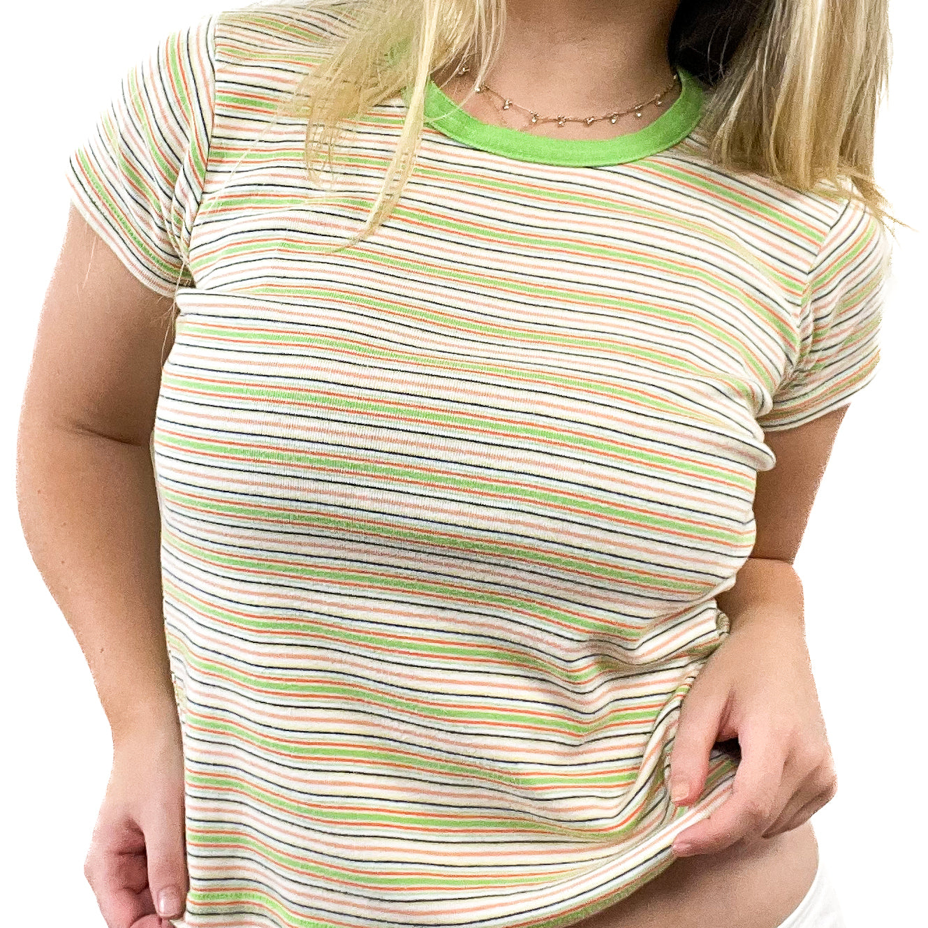 90s Basic Editions Green Striped Top
